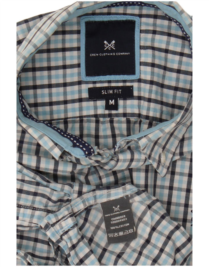Crew Clothing Męska koszula o dopasowanym kroju, bawełniana w średnią niebieską kratkę