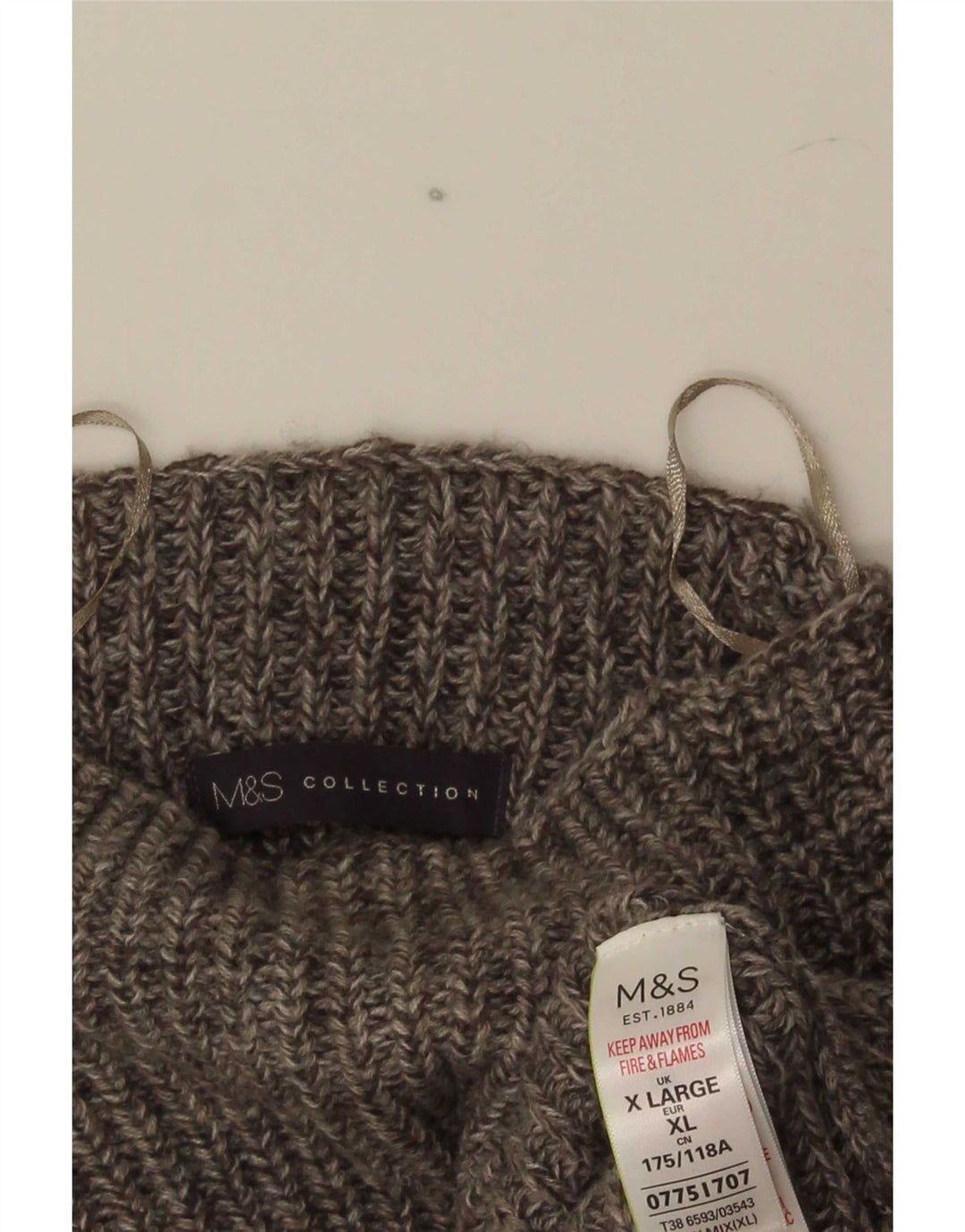 Marks & Spencer Męski sweter z golfem XL, szary, nakrapiany akryl