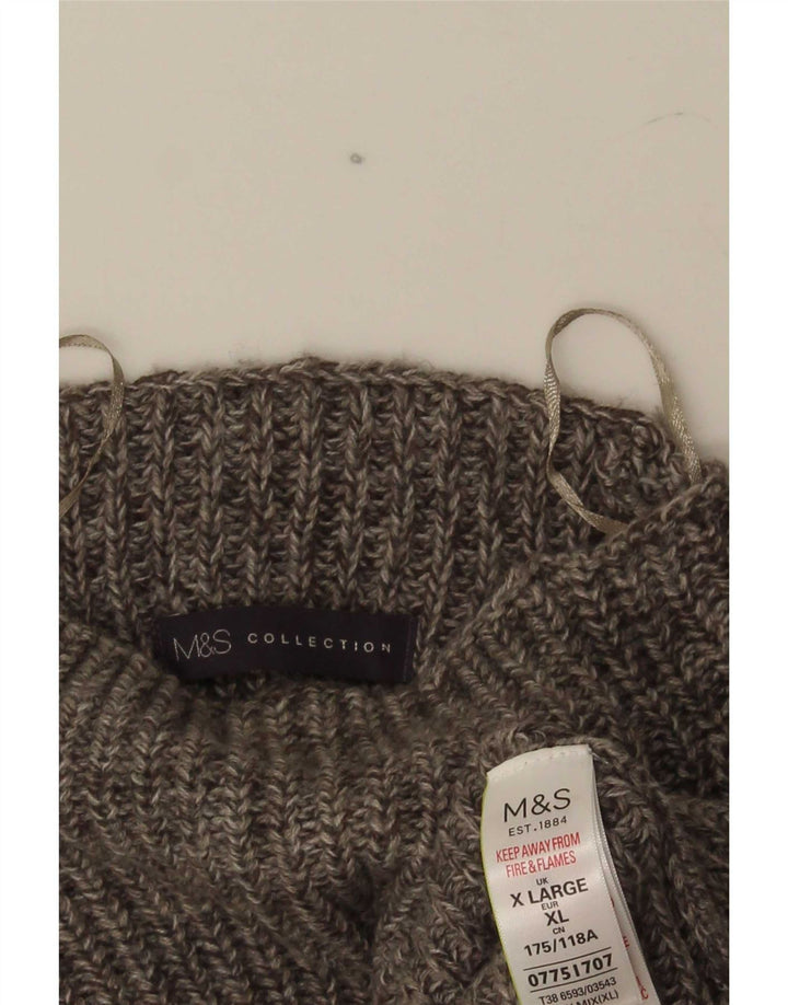 Marks & Spencer Męski sweter z golfem XL, szary, nakrapiany akryl