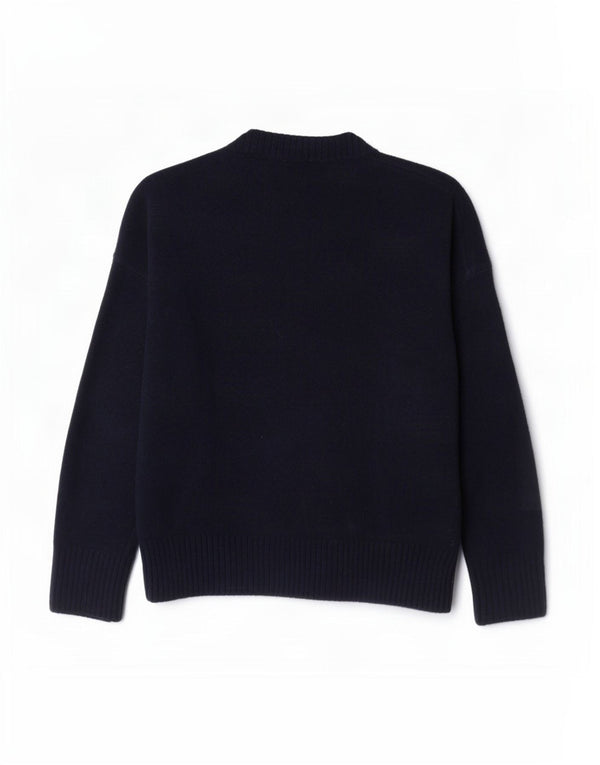 Damski sweter oversize z okrągłym dekoltem Zara UK 10, mały, granatowy