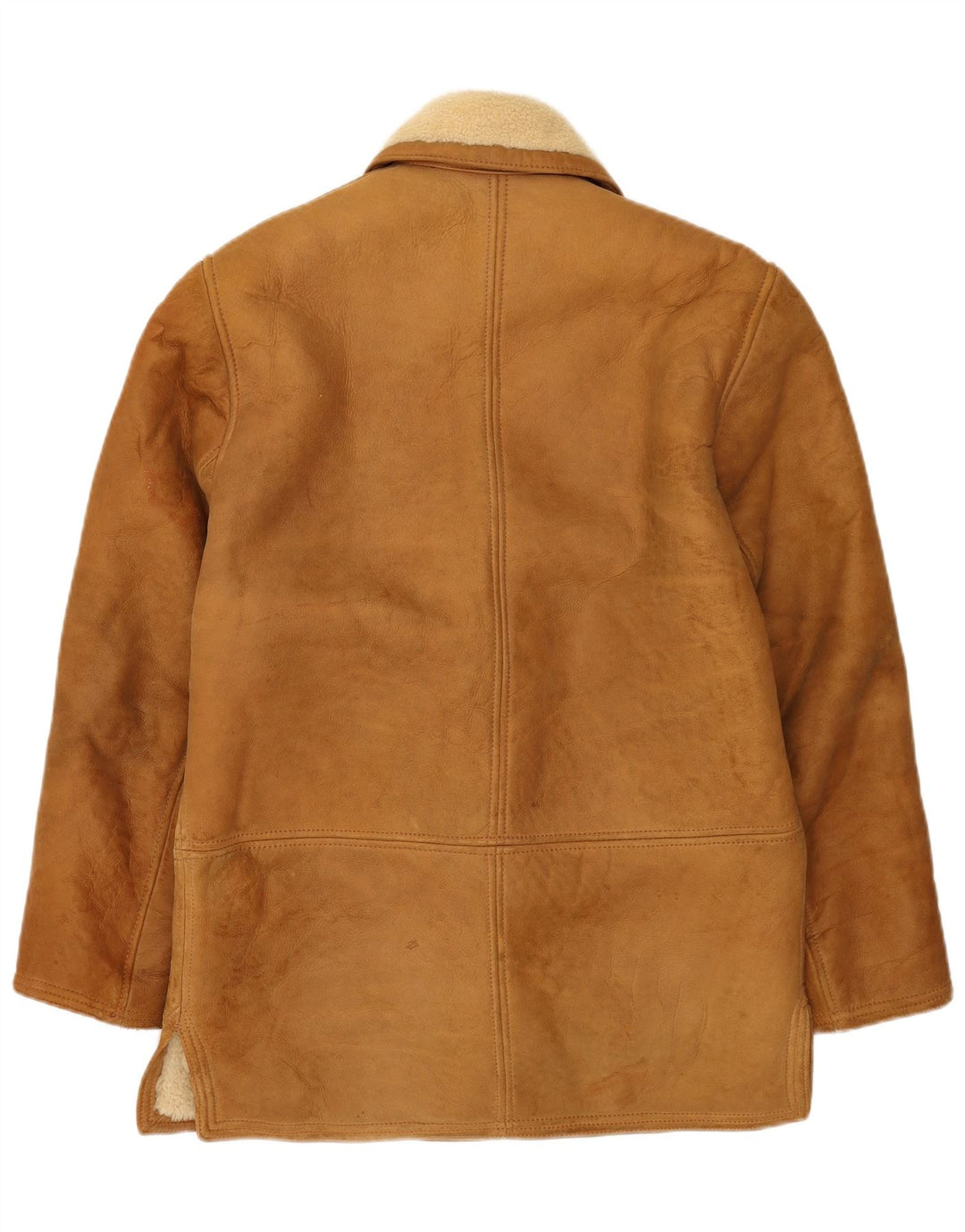 Vintage damska kurtka Shearling z podwójnymi piersiami UK 14, duża, beżowa