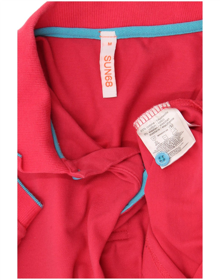 Męska koszulka polo Sun68, średnia różowa, bawełniana