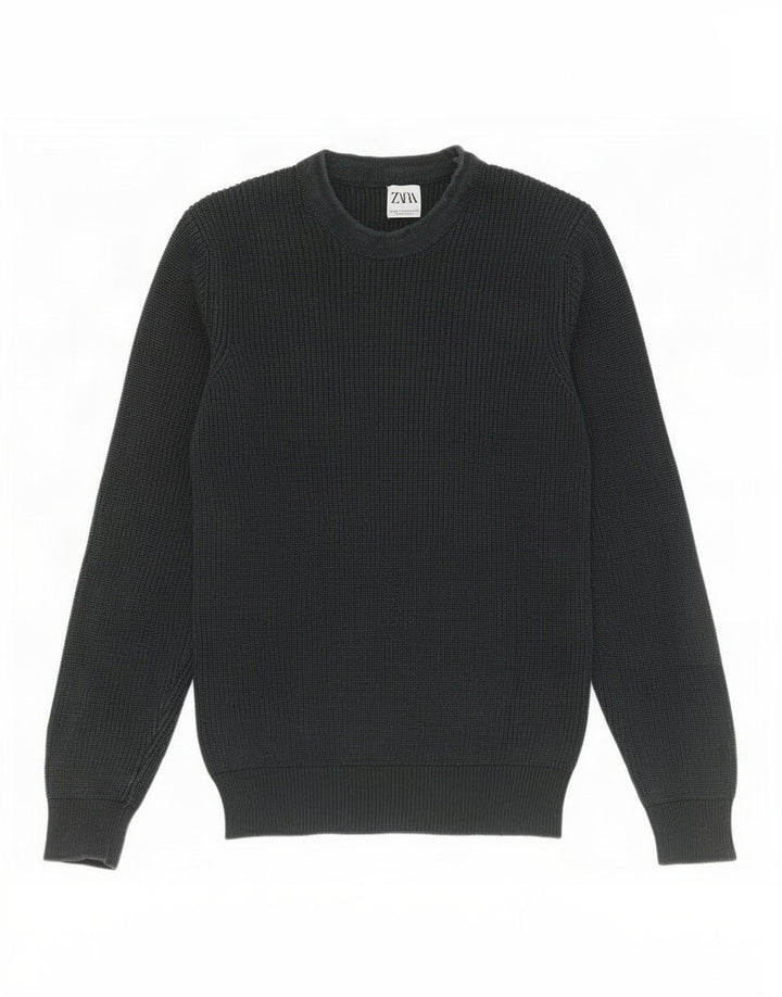 Męski sweter z okrągłym dekoltem Zara, średni zielony