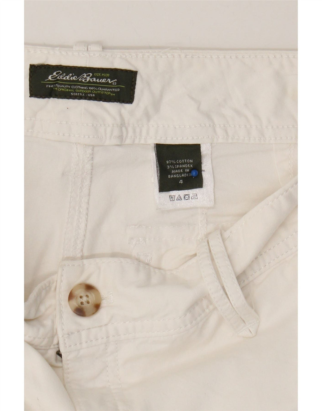 EDDIE BAUER Womens Chino Shorts US 4 Small W30  White Cotton Vintage Eddie Bauer and Second-Hand Eddie Bauer from Messina Hembry 