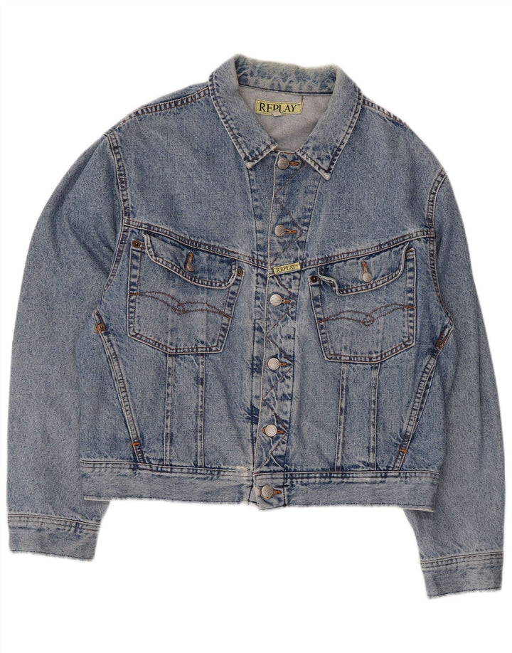 Męska kurtka dżinsowa Replay UK 38, średnia niebieska bawełna