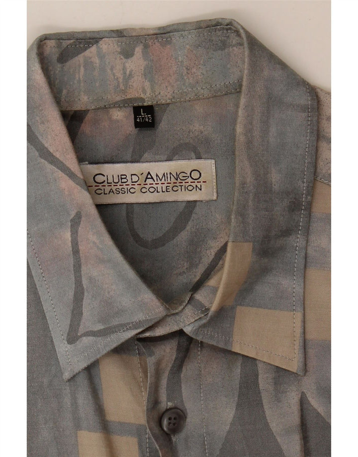 CLUB D'AMINGO Mens Shirt Size 41/42 Large Multicoloured Geometric Vintage Club D'Amingo and Second-Hand Club D'Amingo from Messina Hembry 
