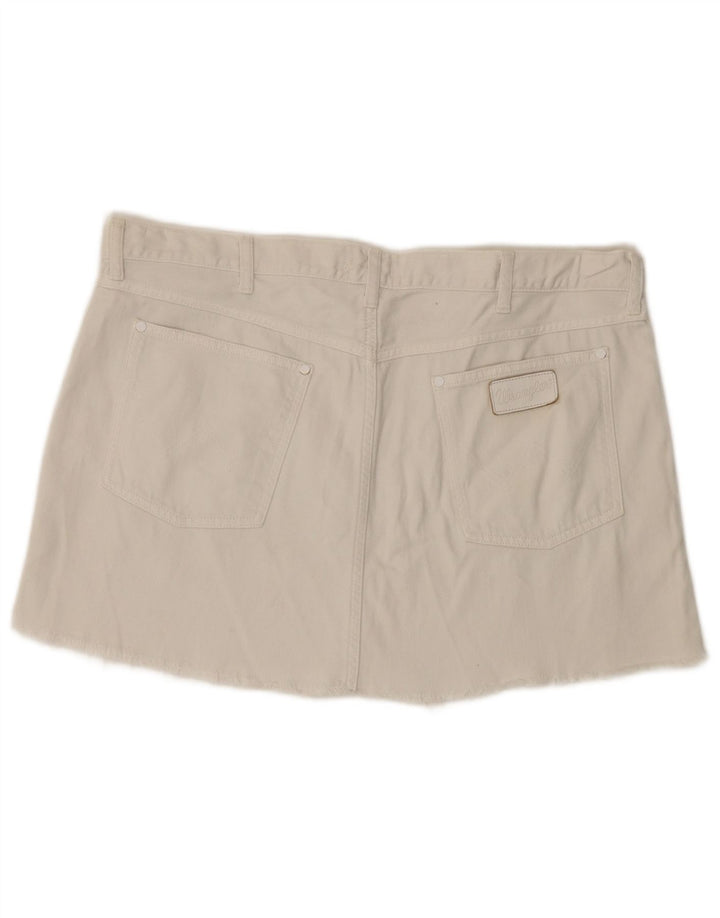 Wrangler Damska mini spódniczka dżinsowa, duża W36, biała bawełna
