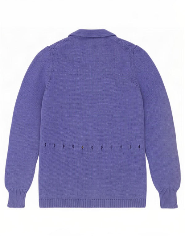 Massimo Dutti Womens Open Cardigan Sweater UK 18 XL Blue Cotton