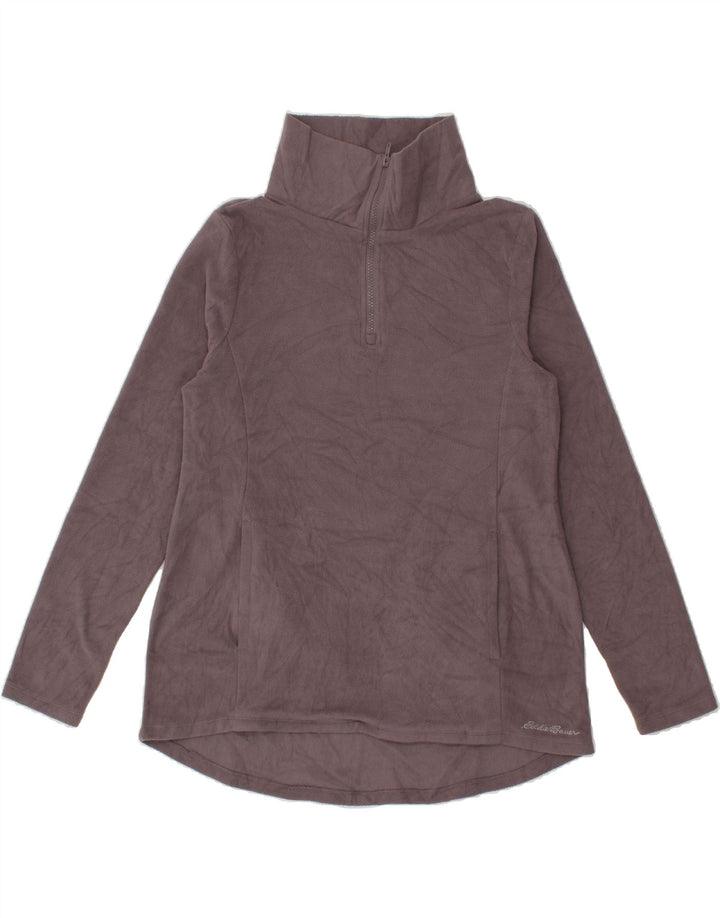 EDDIE BAUER Womens Zip Neck Fleece Jumper UK 14 Medium Grey Polyester Vintage Eddie Bauer and Second-Hand Eddie Bauer from Messina Hembry 