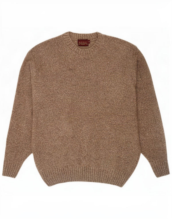 Męski sweter Boggi z okrągłym dekoltem, rozmiar 42, duża wełna w kolorze khaki