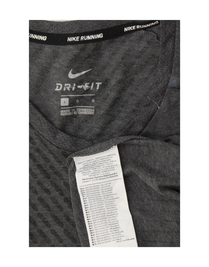 Męski T-shirt Nike Dri Fit, duży, szary poliester z blokami kolorów