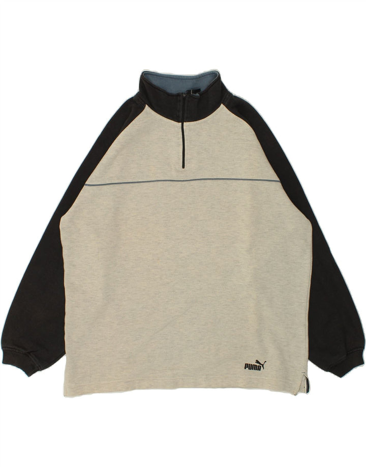 Męski sweter PUMA z zamkiem błyskawicznym i dużą, beżową bawełnianą plamką