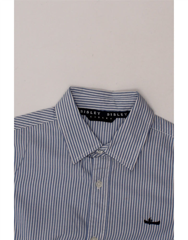 SISLEY Boys Short Sleeve Shirt 7-8 Years Blue Pinstripe Vintage Sisley and Second-Hand Sisley from Messina Hembry 