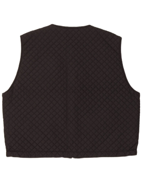 Dwustronna pikowana kamizelka damska w stylu vintage, oversize UK 12, średni czarny nylon