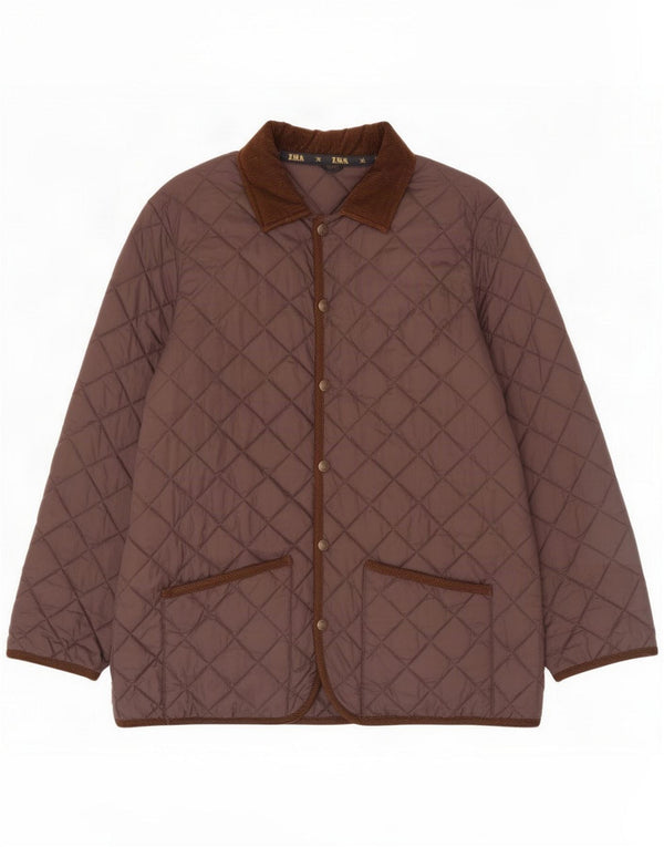 Męska pikowana kurtka vintage UK 42 XL brązowa poliamid
