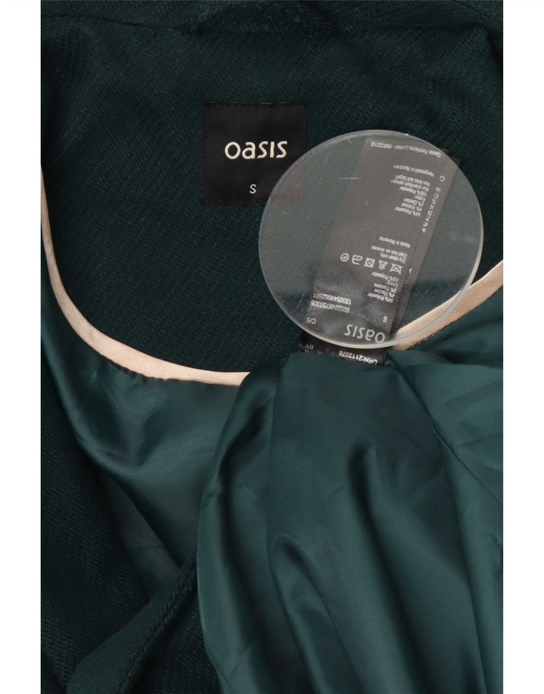 Damski płaszcz dwurzędowy Oasis UK 10, mały, zielony, poliestrowy