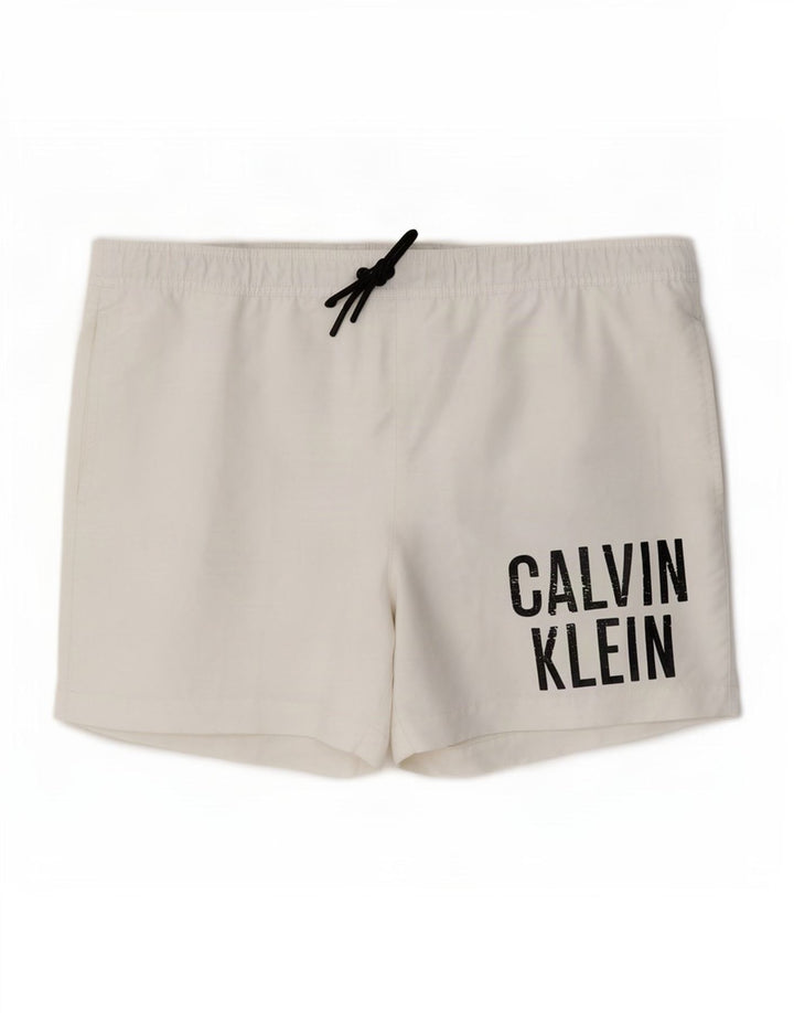 Męskie spodenki kąpielowe Calvin Klein Graphic, średnia biel