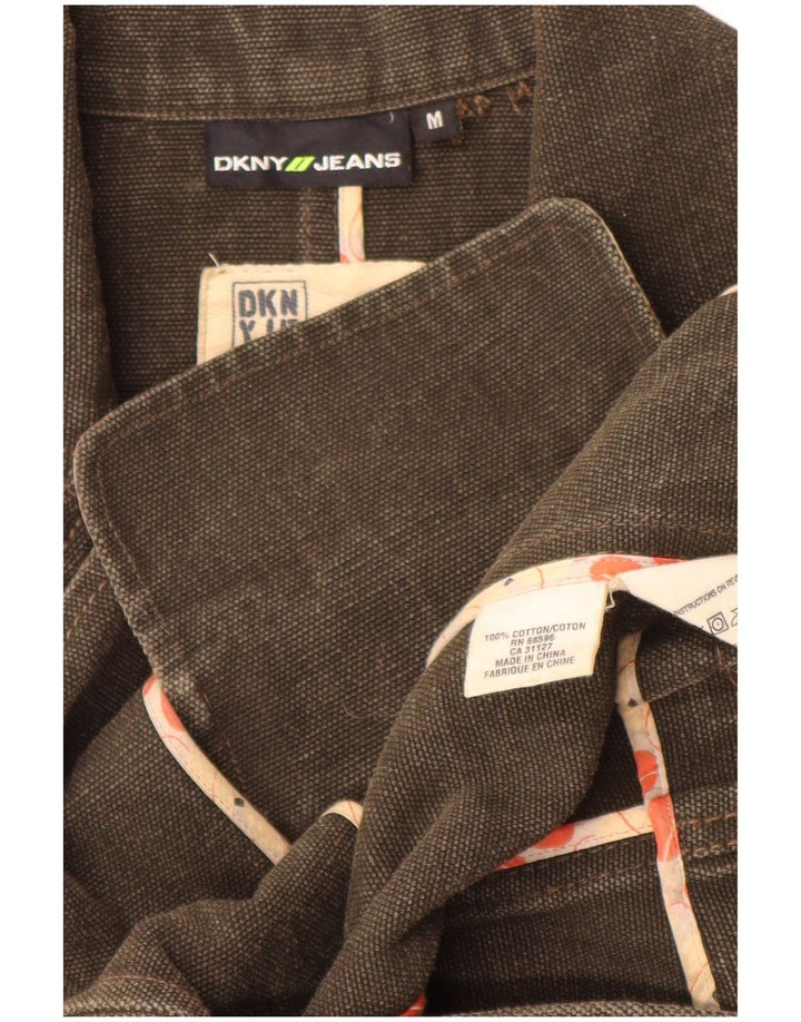 Dkny Damska marynarka zapinana na 1 guzik UK 12, średnia bawełna khaki