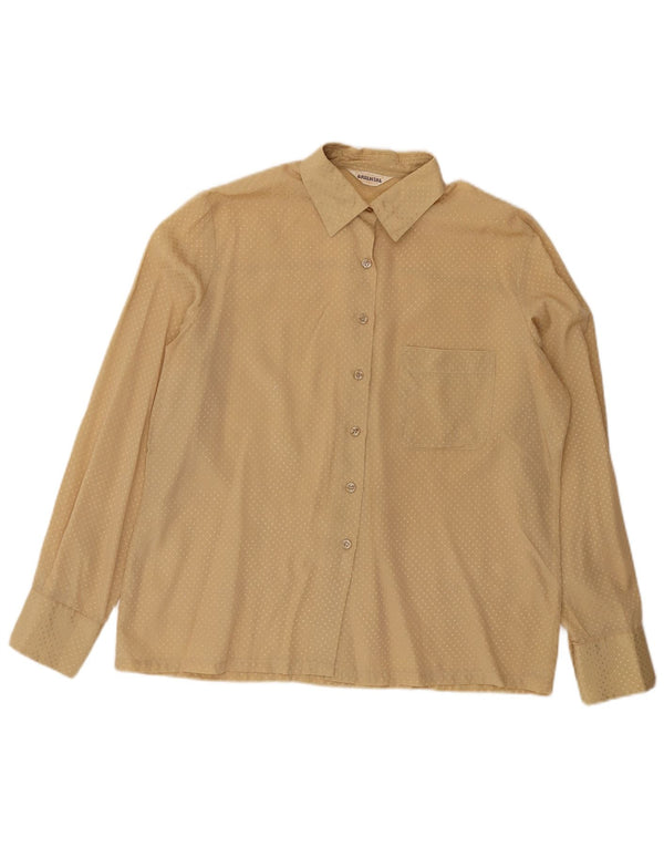 Damska bluzka koszulowa w stylu vintage IT 50 XL Beżowy geometryczny octan