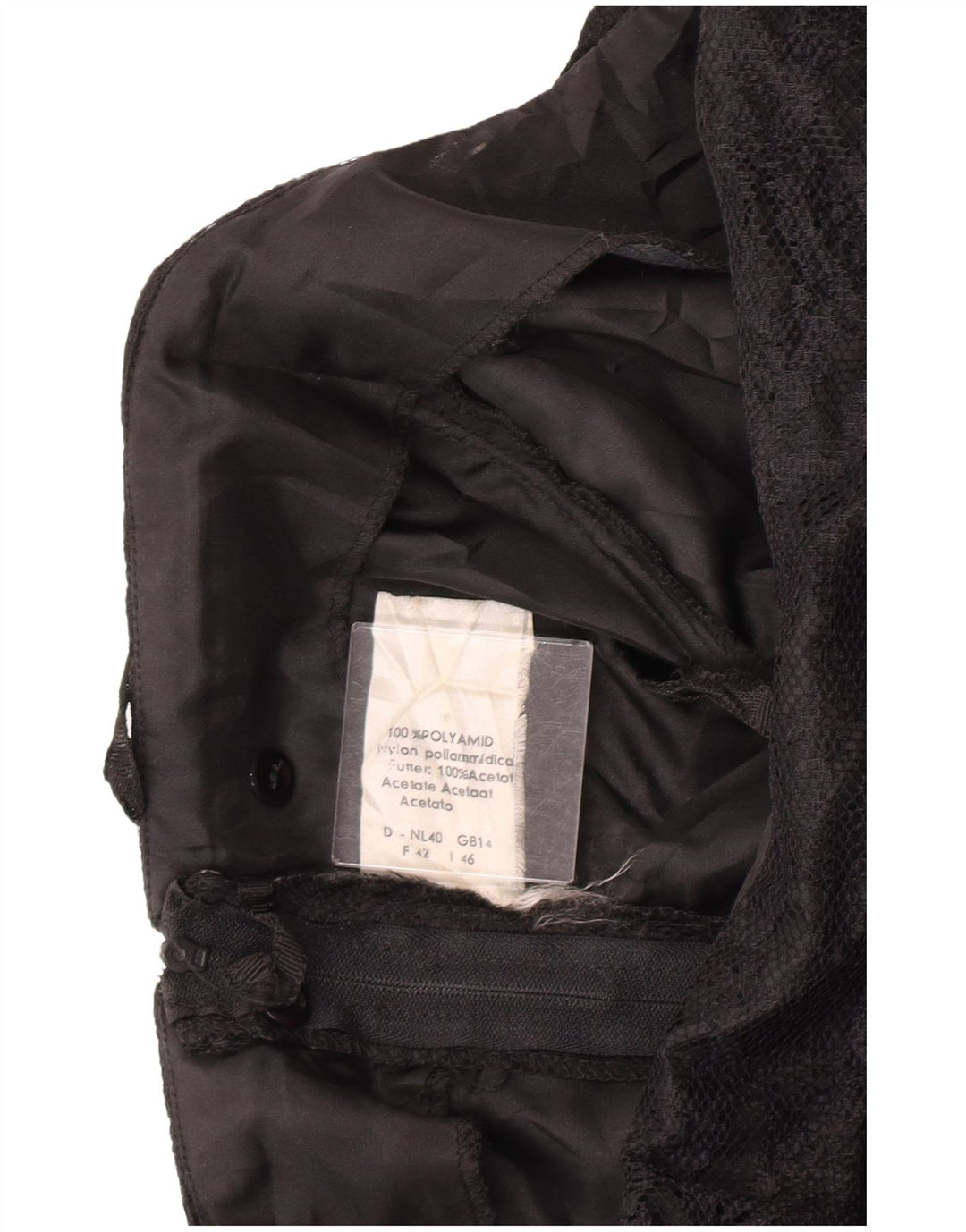 Vintage damska sukienka bez ramiączek UK 14, duża czarna w kwiaty, poliamid