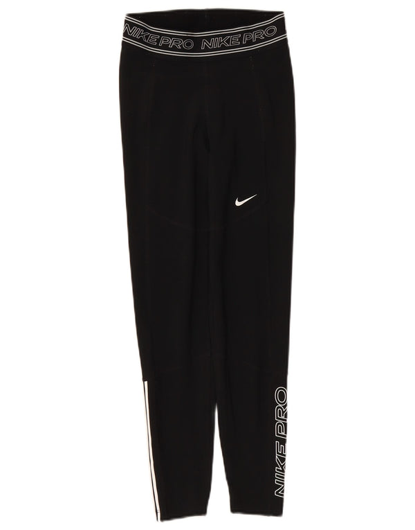 Damskie legginsy NIKE Dri Fit Graphic UK 4 XS, czarny poliester