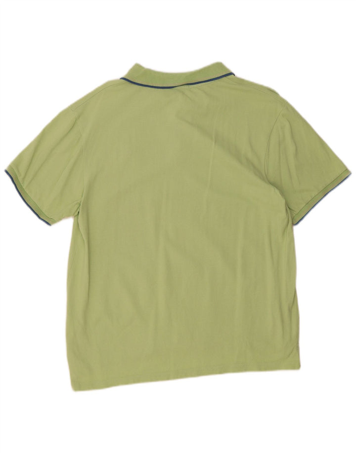 TRUSSARDI Mens Polo Shirt XL Green Cotton