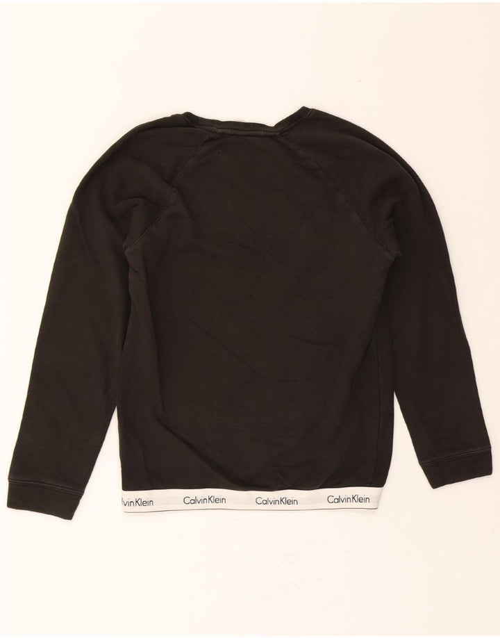 CALVIN KLEIN Mens Graphic Sweatshirt Jumper Small Black Nylon Vintage Calvin Klein and Second-Hand Calvin Klein from Messina Hembry 