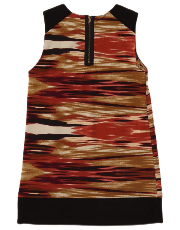 Desigual damska sukienka typu shift bez rękawów w abstrakcyjny wzór UK 6 XS brązowe serce