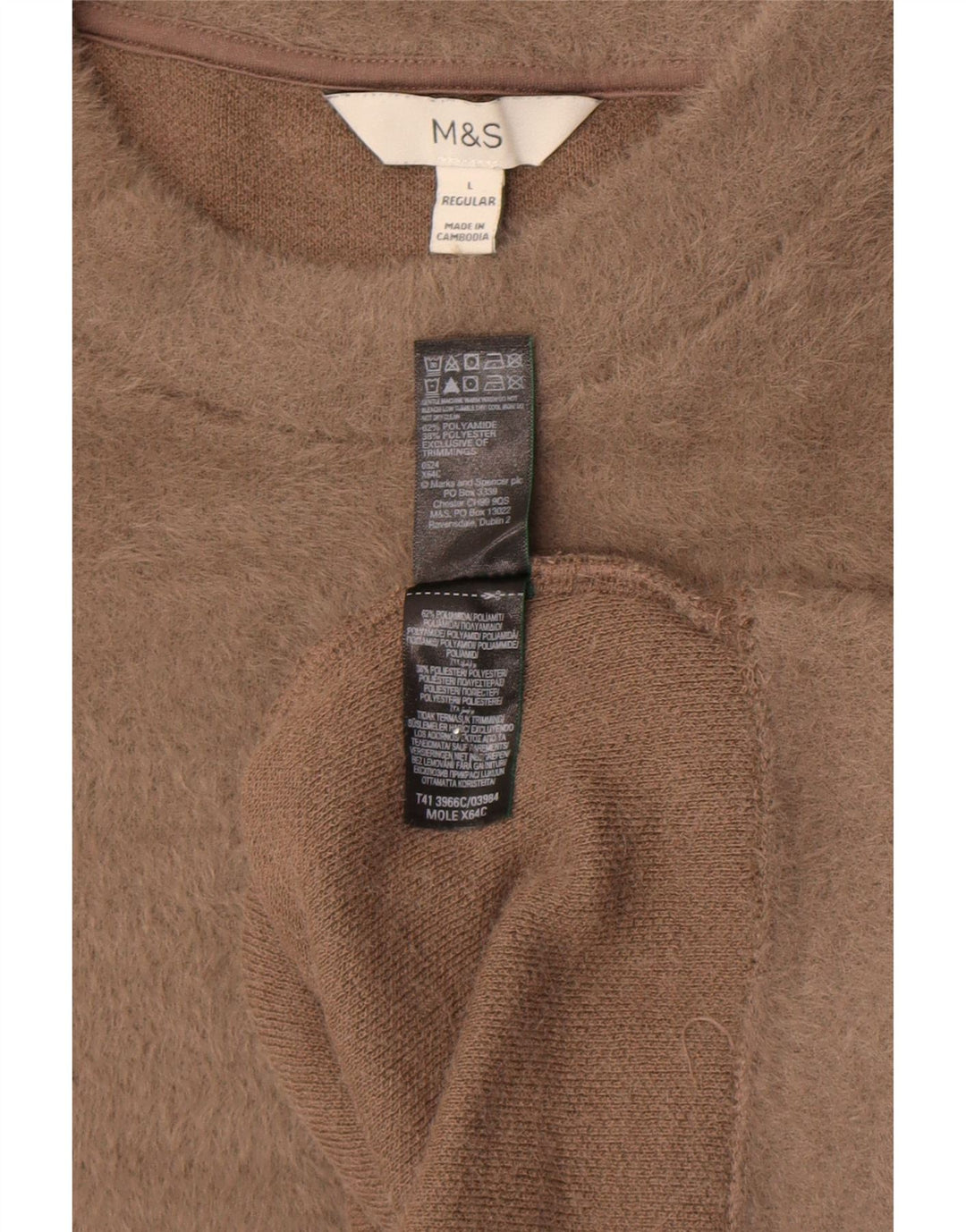 Marks & Spencer Damski sweter oversize z okrągłym dekoltem, UK 16, duży, beżowy