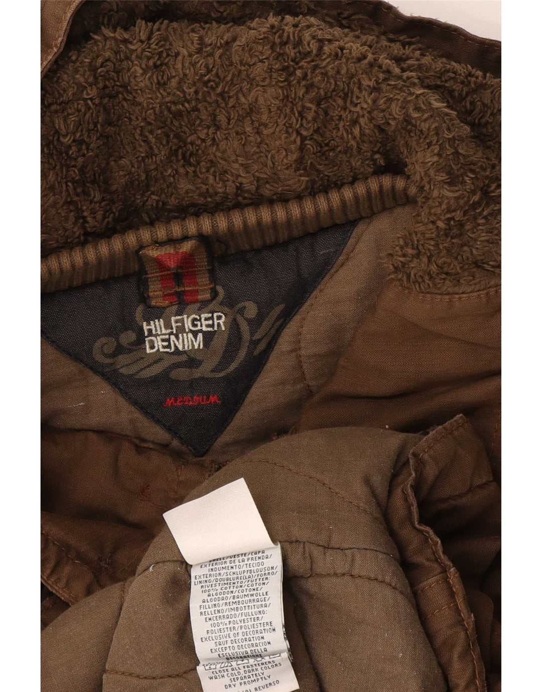 Męska kurtka parka z kapturem Tommy Hilfiger UK 38 Średniobrązowa bawełna