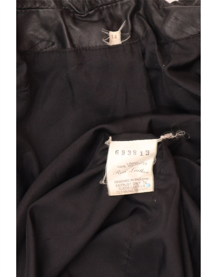 VINTAGE damski płaszcz skórzany oversize UK 14 średniej czarnej skóry