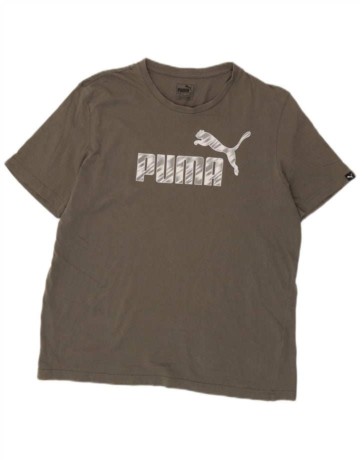 Męski T-shirt z grafiką Puma, duży, khaki