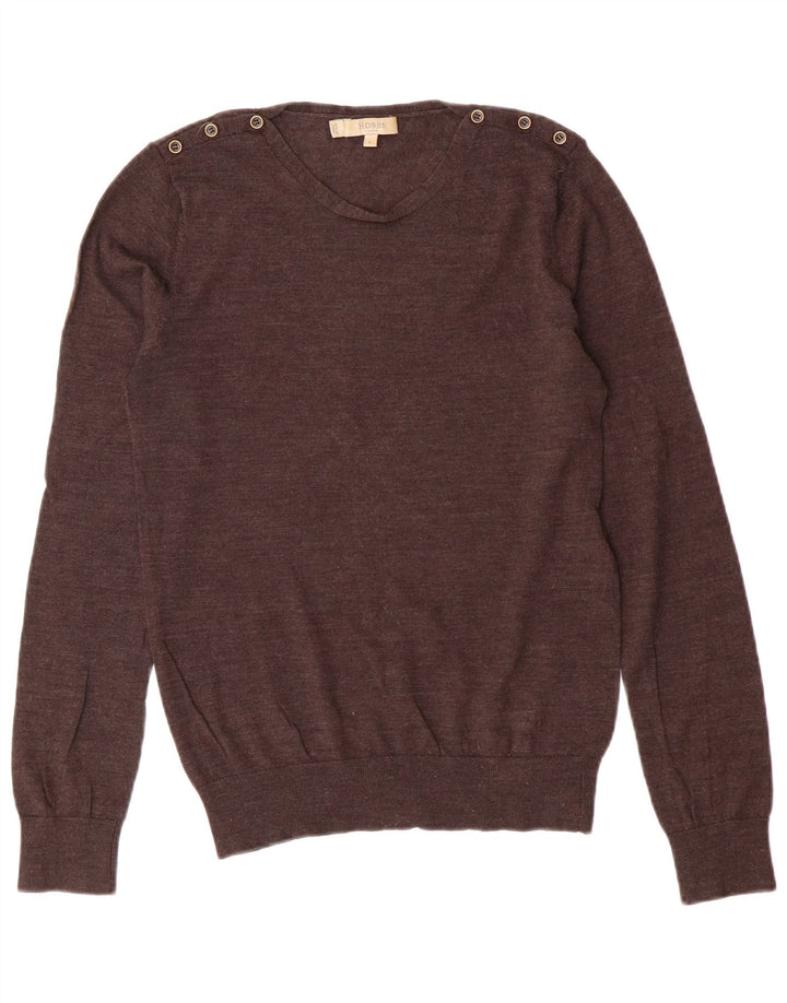 HOBBS Damski sweter z dekoltem w łódkę UK 10 Small Brown Wełna
