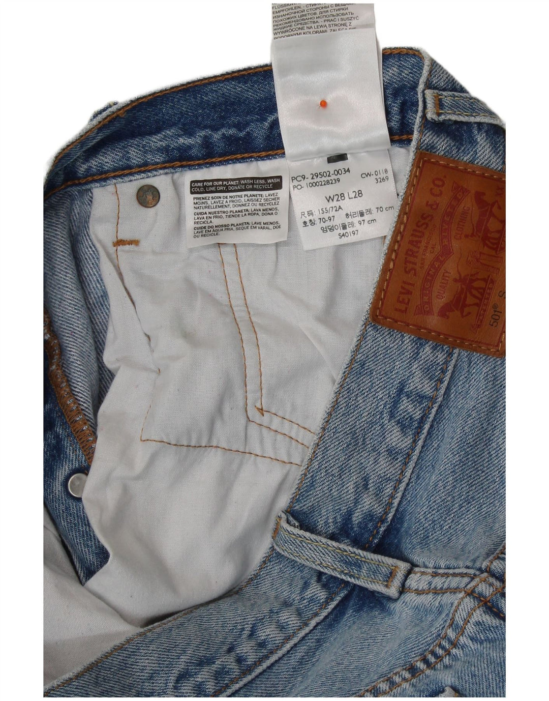 Damskie jeansy LEVI'S 501 w trudnej sytuacji W28 L28 Niebieskie bawełniane