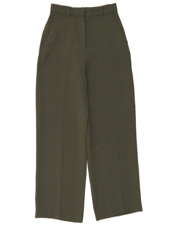 Damskie proste spodnie chino z wysokim stanem Zara XS W24 L30 zielone