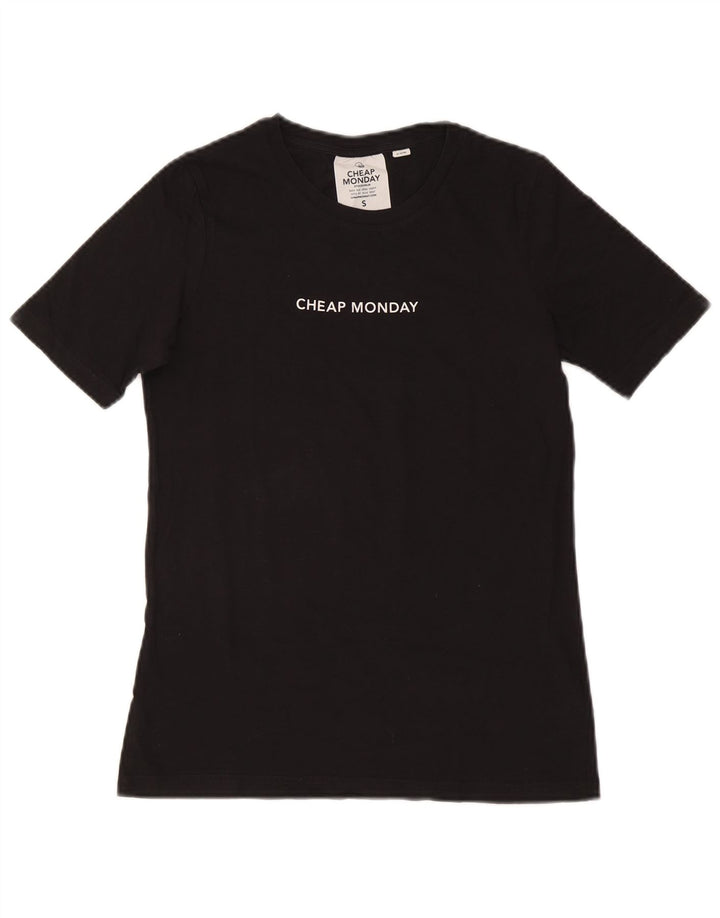 TANIE PONIEDZIAŁEK T-shirt damski Top UK 10, mały, czarny, bawełniany