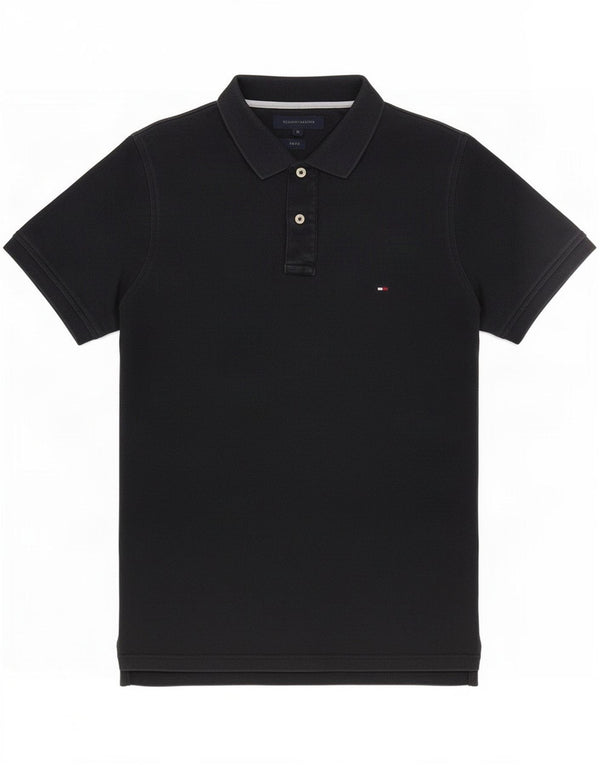 Męska koszulka polo o dopasowanym kroju Tommy Hilfiger, średnia czarna bawełna