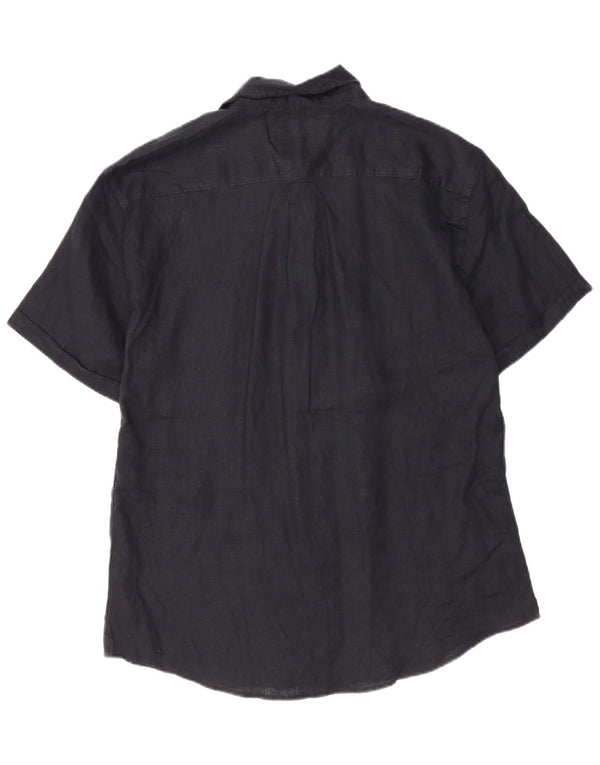 Koszula męska z krótkim rękawem Coast, 2XL, granatowa, lniana