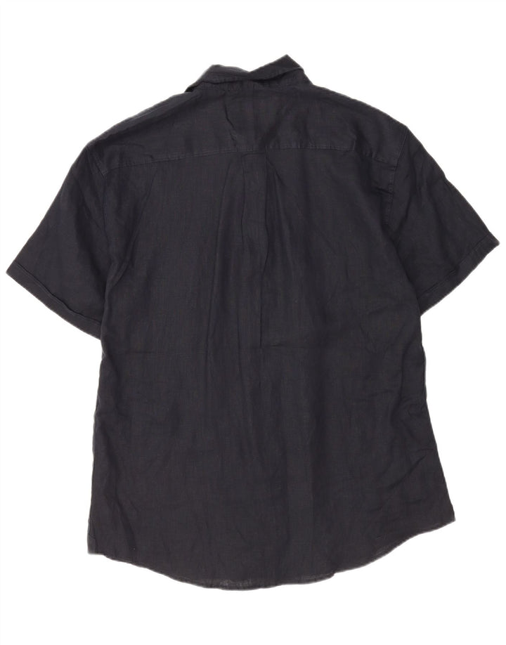Koszula męska z krótkim rękawem Coast, 2XL, granatowa, lniana