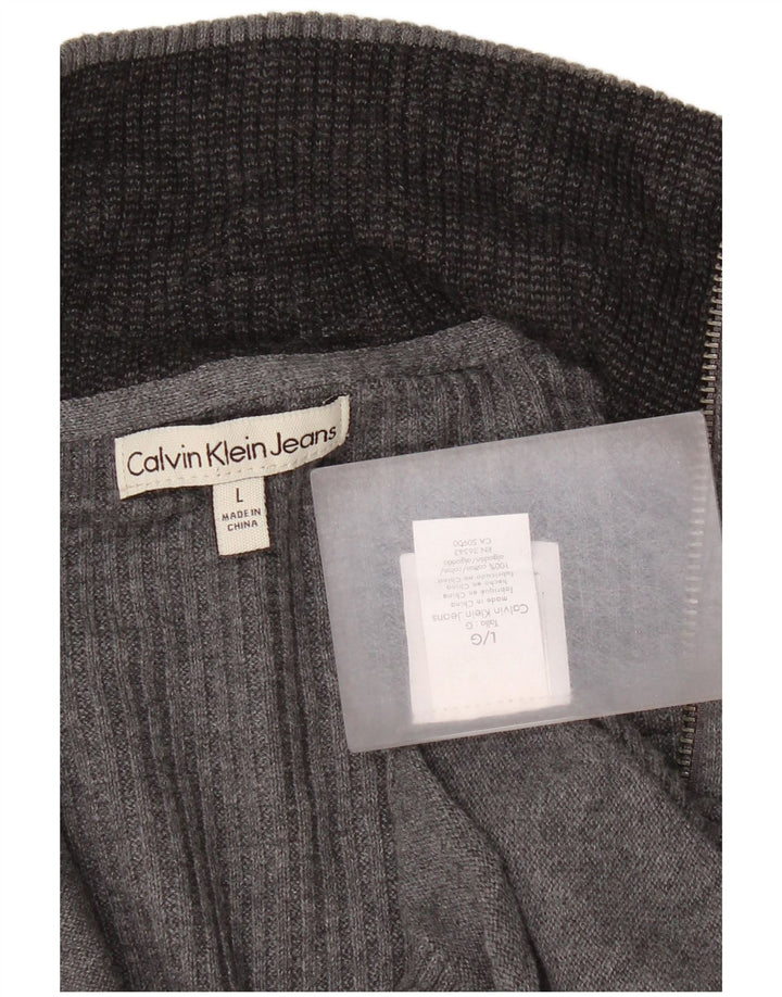 Męski sweter rozpinany Calvin Klein Jeans, duży, szary, bawełniany