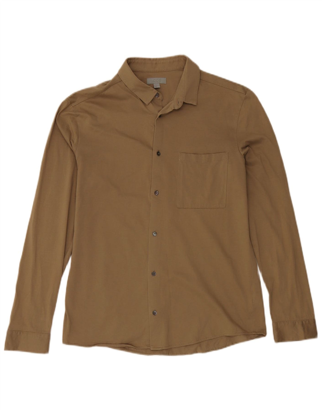 Cos Mens Shirt Medium Khaki Cotton