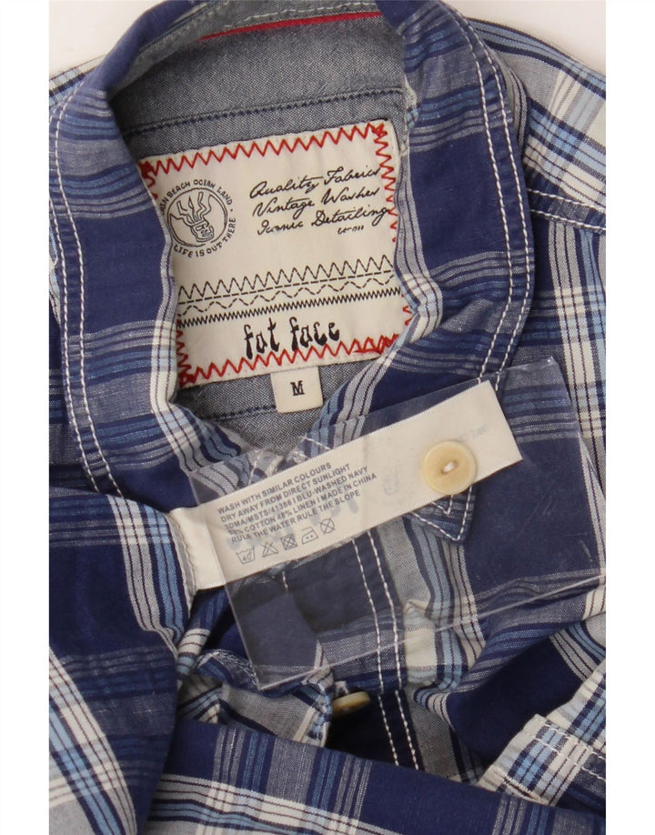 Koszula męska z krótkim rękawem FAT FACE, średnia, granatowa, bawełniana w kratkę