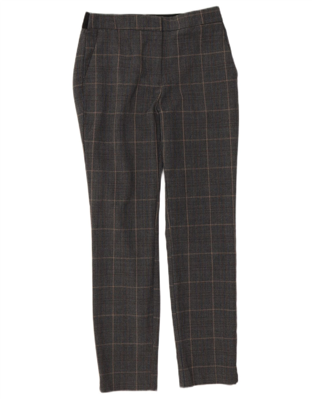 Spodnie damskie Zara Slim Chino, średnie W28 L26, szare, poliestrowe w kratę