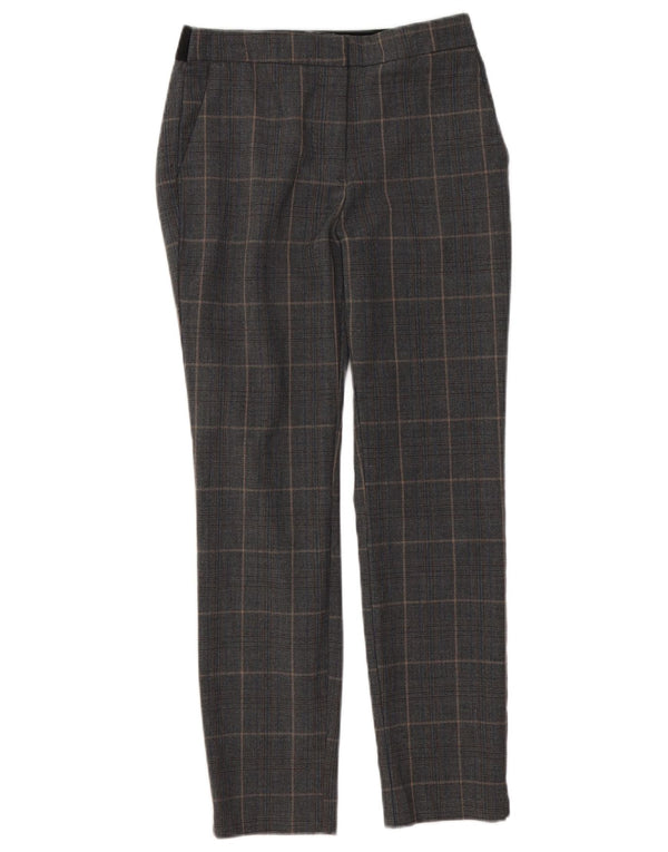 Spodnie damskie Zara Slim Chino, średnie W28 L26, szare, poliestrowe w kratę