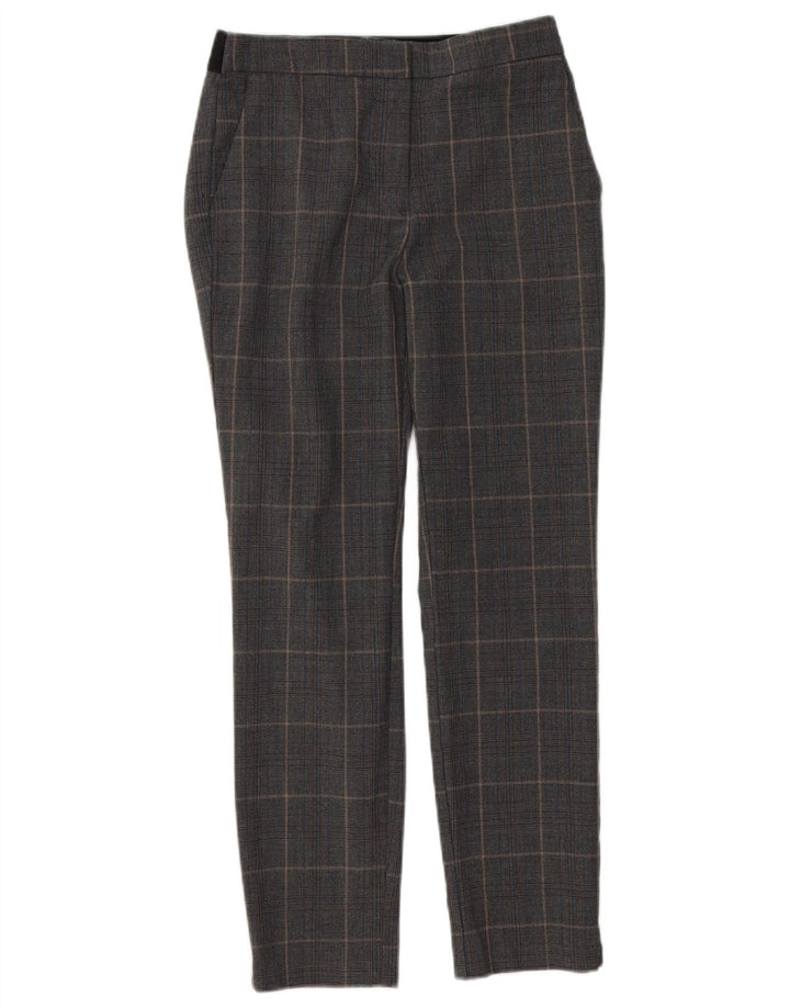 Spodnie damskie Zara Slim Chino, średnie W28 L26, szare, poliestrowe w kratę
