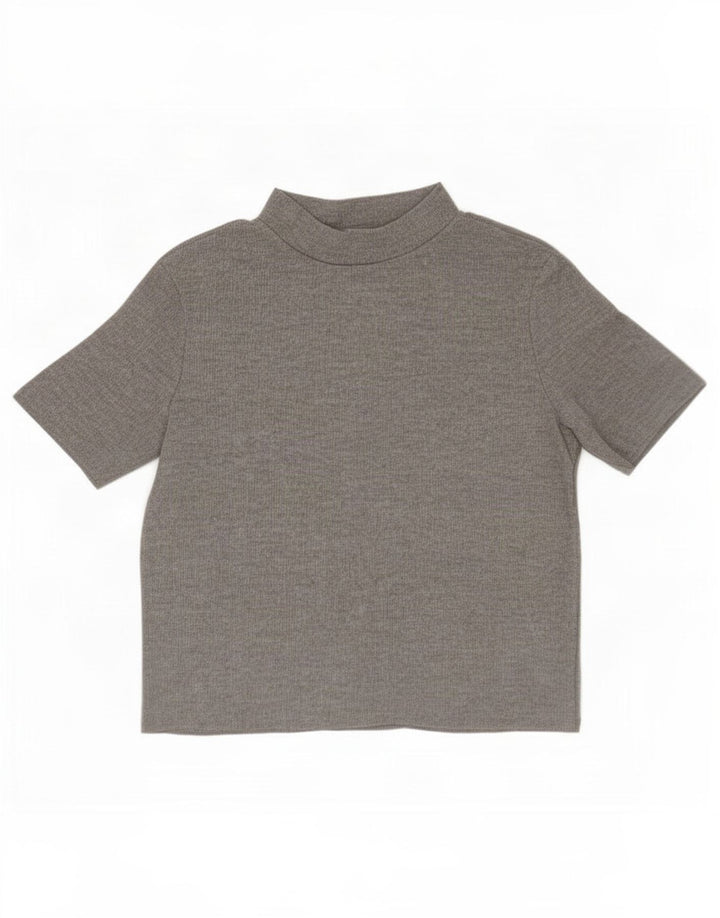 Damski T-shirt Zara Trafaluc Crop Top UK 14, średni szary poliester