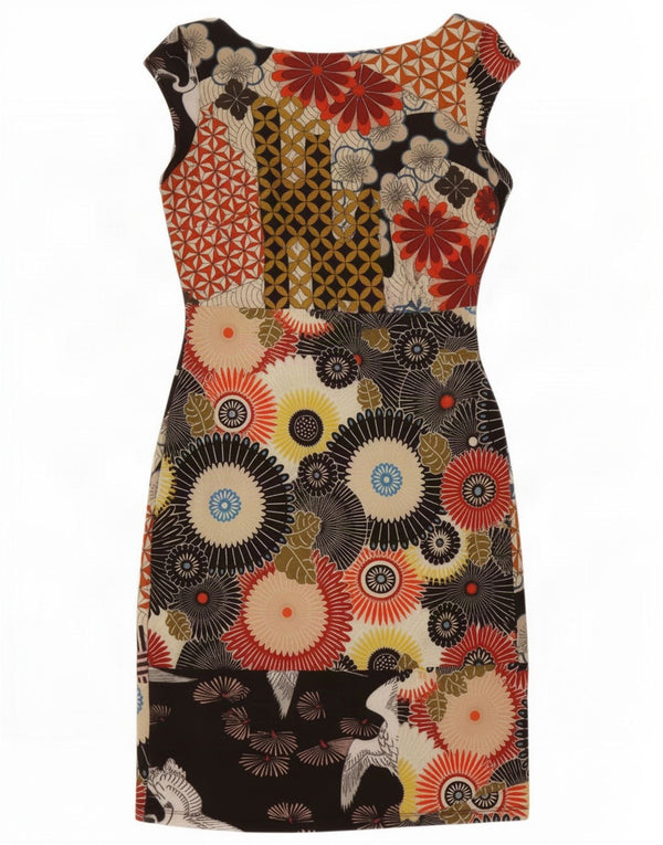 Damska sukienka z grafiką Desigual UK 6 XS, czarna w kwiaty, poliester