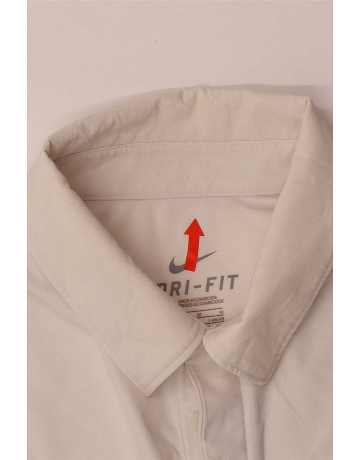 Męska koszulka polo Nike Dri Fit UK 38/40 Poliester w kolorze średniej bieli