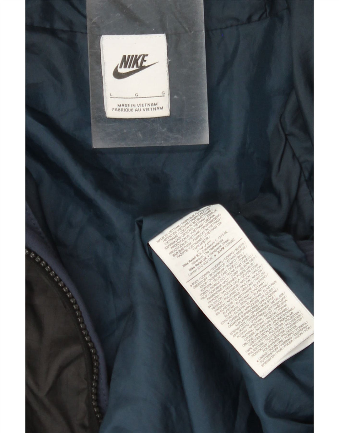 Męska bluza dresowa z kapturem i grafiką NIKE, duża, granatowa, z blokami kolorów