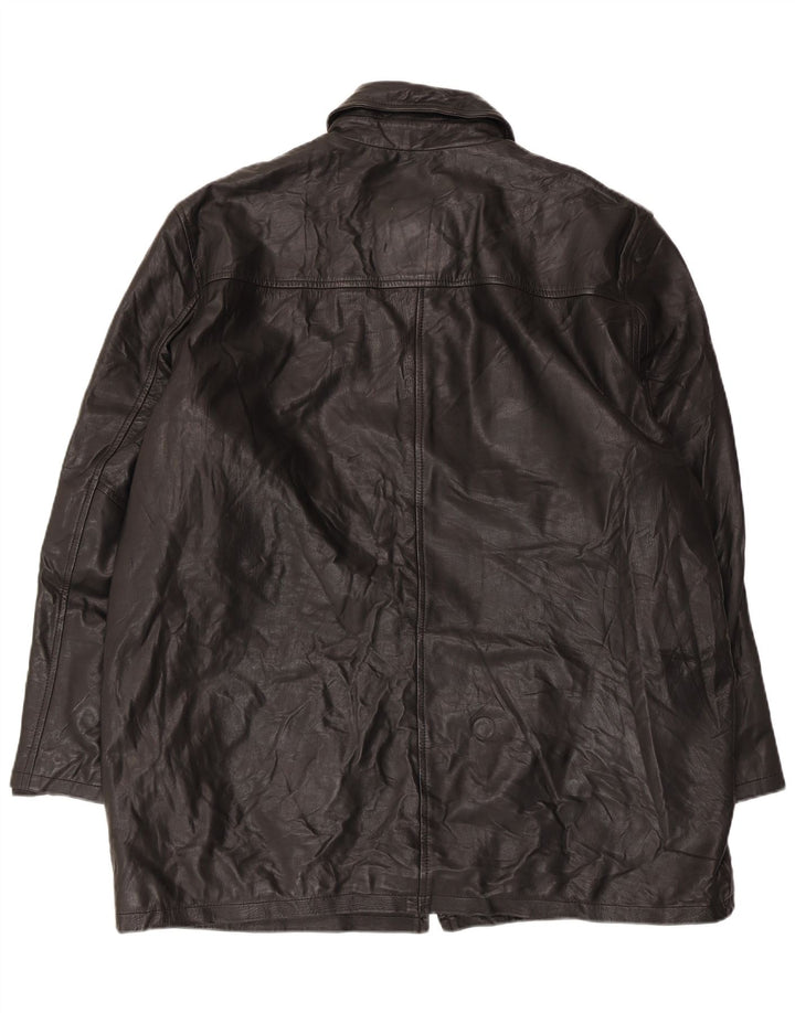 Męski płaszcz skórzany VINTAGE UK 44 2XL czarny